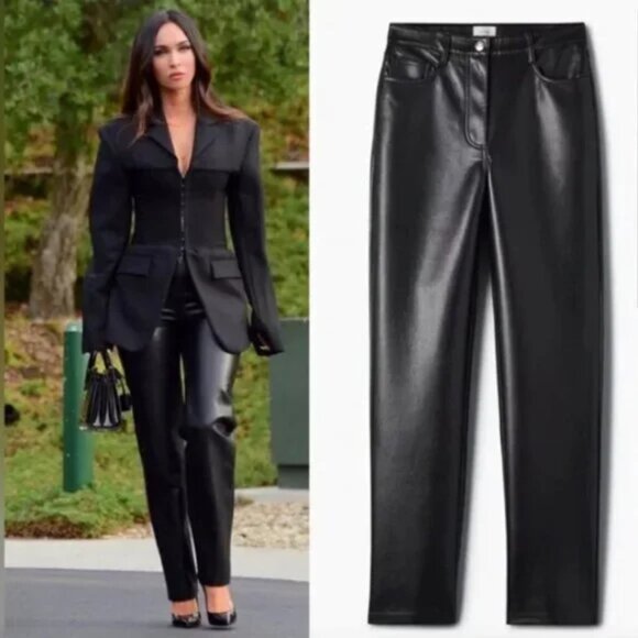 Aritzia Wilfred Melina Faux Leather Pants High Rise Straight Leg Minimal Vegan - Picture 10 of 10